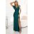 Šaty elegantné spoločenské s trblietkami zavinovacím výstrihom IRINA (XS-L) poľská móda NMC-598-2/DR M zelená smaragdová
