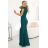 Šaty elegantné spoločenské s trblietkami zavinovacím výstrihom IRINA (XS-L) poľská móda NMC-598-2/DR M zelená smaragdová