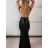Šaty elegantní společenské na ramínka dámské (S/M ONE SIZE) ITALSKÁ MÓDA IMPMD2624439/DUR S/M Černá