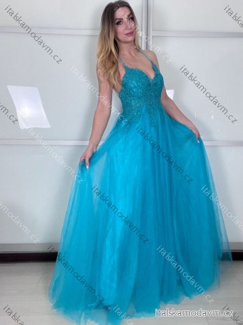 Šaty elegantné spoločenské/svadobné na ramienka dámske (S/M.ONE SIZE) TALIANSKA MÓDA IMM2218831/DUR