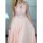 Šaty elegantné spoločenské dlhé bez rukávov dámske (S/M ONE SIZE) TALIANSKA MóDA IMM2219805/DU světle růžová, S/M/L