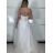 Šaty svatební elegantné spoločenské dlhé bez ramínek dámske (S/M ONE SIZE) TALIANSKA MóDA IMM2660062-S/DU M / L biela