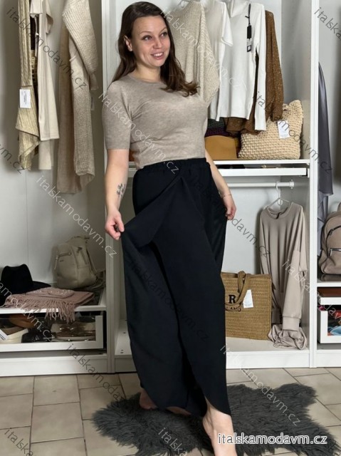 Nohavice letné zavinovací dlhé oversize dámske GINIE (S/M/L ONE SIZE) TALIANSKA MÓDA IMD24250/DU černá, S/M/L