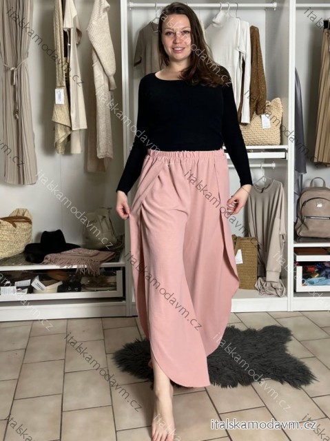 Kalhoty letní zavinovací dlouhé oversize dámské GINIE (S/M/L ONE SIZE) ITALSKÁ MÓDA IMD24250/DU starorůžová, S/M/L