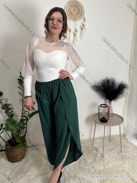 Nohavice letné zavinovací dlhé oversize dámske GINIE (S/M/L ONE SIZE) TALIANSKA MÓDA IMD24250/DU smaragdová S/M/L