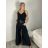 Kalhoty s páskem dlouhé elegantní dámské (S-2XL ONE SIZE) ITALSKÁ MÓDA IMWKH26975/DUR M Černá