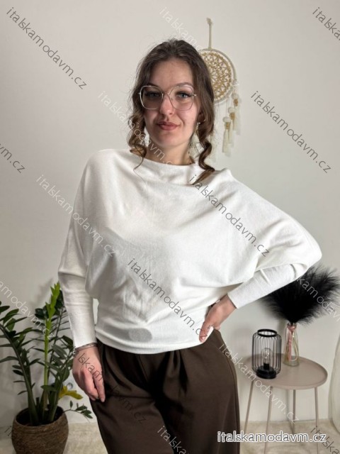 Svetr slabý úpletový dlouhý netopýří rukáv dámský (S/M/L ONE SIZE) ITALSKá MóDA IM723GALA/DR bílá S/M/L