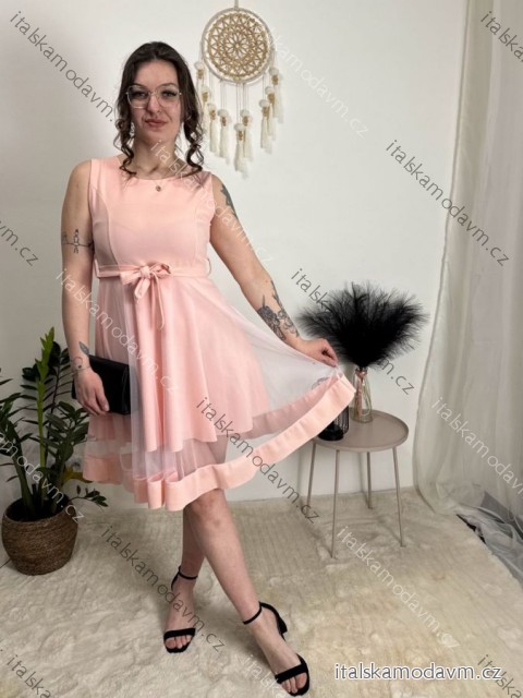 Šaty elegantné letné bez rukávov dámske (S/M/L ONE SIZE) TALIANSKA MÓDA IM322SIMONE/DR ružová svetlá S/M/L