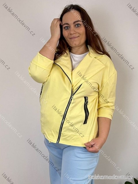 Bunda bavlněná tenká typu křivák dámská Lora (46/48/50 ONE SIZE) ITALSKÁ MÓDA IMSM2652101/DR 46/48/50 žlutá