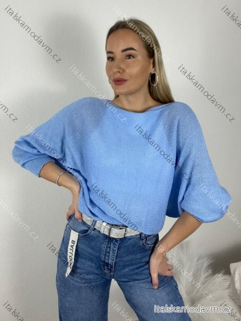 Svetr tenký oversize dlouhý rukáv dámský (M/L/XLONE SIZE) ITALSKÁ MÓDA IM426057/DUR M/L/XL modrá