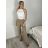 Kalhoty dlouhé elegantní dámské nadrozměr (S/M - M/L - XL/2XL) MIEGO MIE262539/DUR S/M béžová