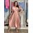 Šaty dlouhé společenské saténové krátký rukáv dámské ADINA  (38/40/42 ONE SIZE) ITALSKÁ MÓDA IM425896/DUR starorůžová 38/40/42