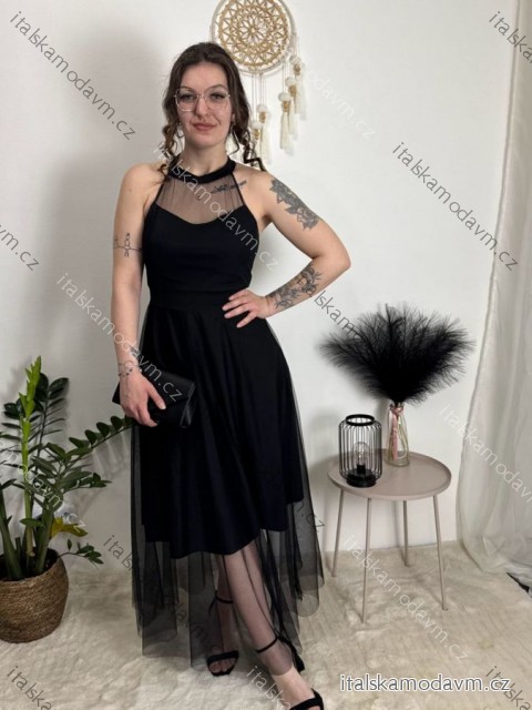 Šaty spoločenské dlhé bez rukávu dámske (S/M ONE SIZE) TALIANSKA MÓDA IM3236286/DU černá S/M/L