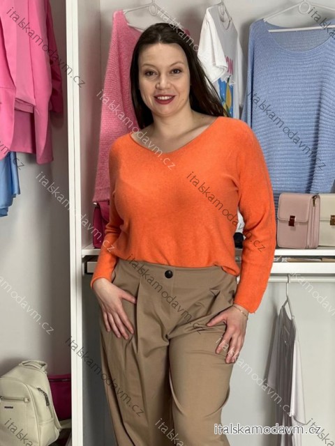 Svetr tenký úpletový dlouhý rukáv dámský INNA (40/42/44 ONE SIZE) ITALSKÁ MÓDA IMSM26002