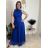 Šaty dlouhé společenské tylové třpytivé bez rukávu dámské LUNA (S/M/L ONE SIZE) ITALSKÁ MÓDA IMWKY252567/DUR modrá královská S/M/L
