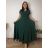 Šaty elegantní krátký rukáv dámské nadrozměr (40/42/44 ONE SIZE) ITALSKÁ MÓDA IMSM26056/DR 40/42/44 tmavě smaragdová