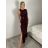 Šaty dlhé elegantné společenské dámske VANES (S/M/L ONE SIZE) TALIANSKA MÓDA IMPLU2627569/DUR S/M/L vínová