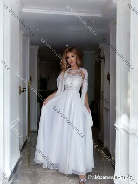 Šaty dlhé svadobné krajkové bez rukávu dámske nadrozmer BUGATTI (34-46) POLSKÁ MÓDA PMLPT26019