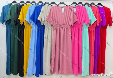 Šaty letní krátký rukáv dámské nadrozměr (44/46/48 ONE SIZE) ITALSKÁ MÓDA IM426040