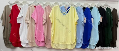 Tunika letní krátký rukáv dámská nadrozměr (54/56/58 ONE SIZE) ITALSKÁ MÓDA IM426044