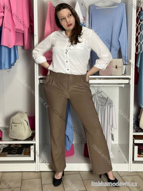 Nohavice dlhé elegantné dámske nadrozmer (S/M - M/L - XL/2XL) MIEGO MIE262539/DUR S / M hnedá