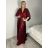 Šaty dlouhé elegantní společenské s 3/4 rukávem dámské (S/M/LONE SIZE) ITALSKÁ MÓDA IMHMS261111/DUR S/M/L vínová