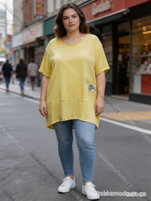 Tunika krátký rukáv dámská nadrozměr (54/56/58 ONE SIZE) ITALSKÁ MÓDA IM426052