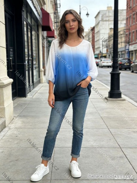 Halenka 3/4 dlouhý rukáv dámská nadrozměr (46/48/50 ONE SIZE) ITALSKÁ MÓDA IM426058