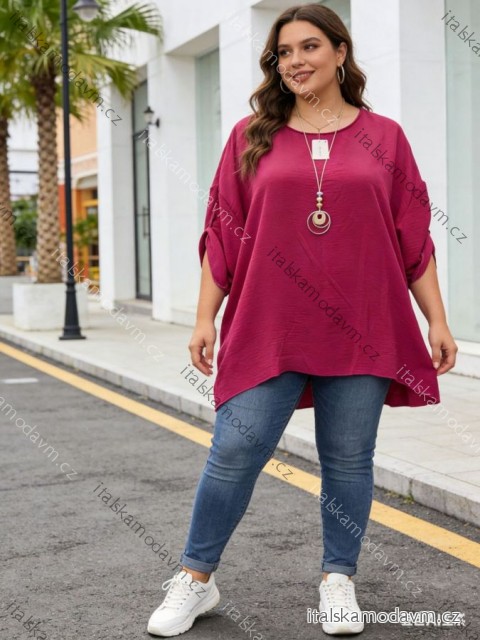 Tunika 3/4 dlouhý rukáv dámská nadrozměr (54/56/58 ONE SIZE) ITALSKÁ MÓDA IM426064