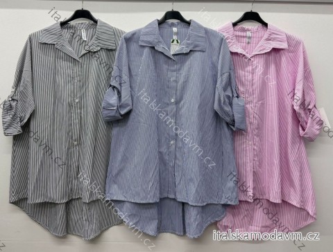 Košile prodloužená 3/4 dlouhý rukáv dámská nadrozměr (50/52/54 ONE SIZE) ITALSKÁ MÓDA IM426068