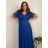 Šaty společenské dlhé dlhý rukáv dámske nadrozmer ELIEN (42/44/46 ONE SIZE) TALIANSKA MÓDA IMWMY251287/DUR modrá kráľovská