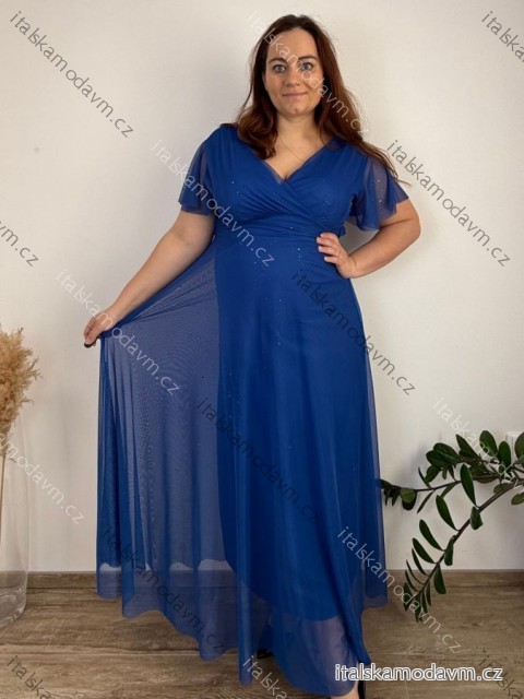 Šaty společenské dlhé dlhý rukáv dámske nadrozmer ELIEN (42/44/46 ONE SIZE) TALIANSKA MÓDA IMWMY251287/DUR