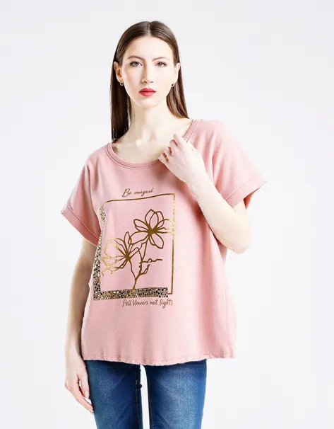 Tričko krátky rukáv dámske (S/M/L ONE SIZE) TALIANSKA MÓDA IMPLI2607872