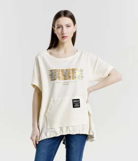 Tričko krátky rukáv dámske (S/M/L ONE SIZE) TALIANSKA MÓDA IMPLI2607985