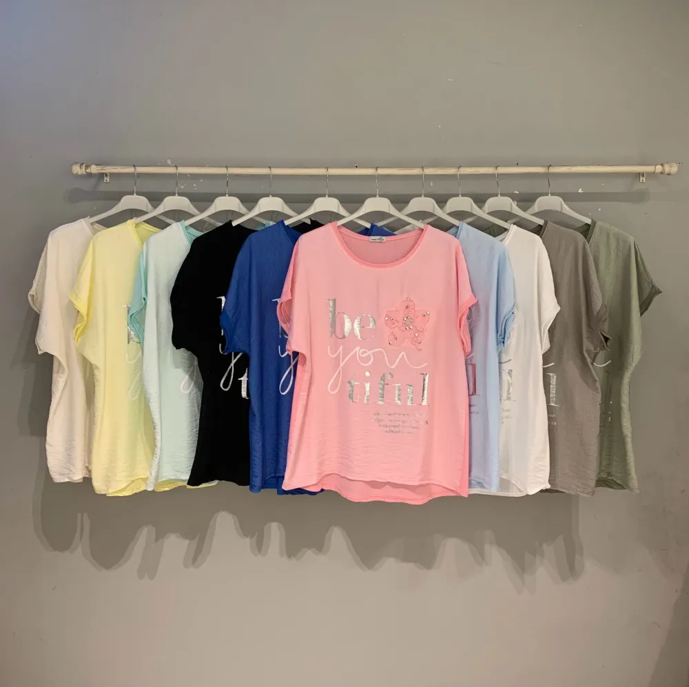 Tričko krátký rukáv dámské (S/M/L ONE SIZE) ITALSKÁ MÓDA IMPLI2607922