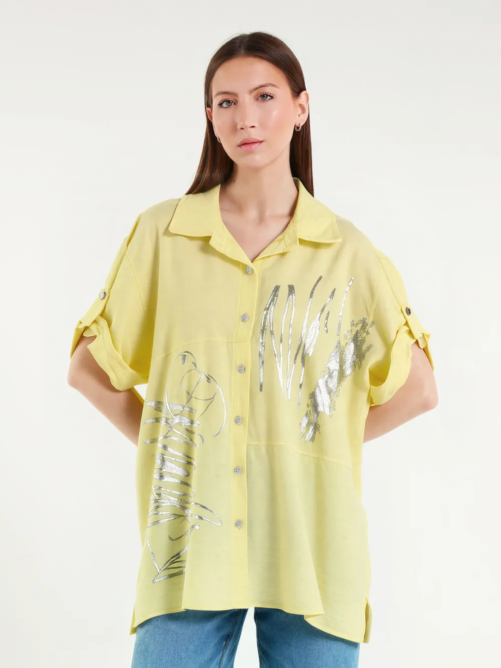 Košile prodloužená 3/4 dlouhý rukáv dámská (S/M/L ONE SIZE) ITALSKÁ MÓDA IMPLI2604657