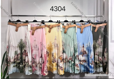 Sukně dlouhá skládaná s páskem dámská (S/M/L ONE SIZE) ITALSKÁ MÓDA IMPLI264304