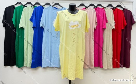 Šaty letní krátký rukáv dámské nadrozměr (50/52/54 ONE SIZE) ITALSKÁ MÓDA IM426078