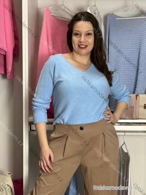 Svetr tenký úpletový dlouhý rukáv dámský INNA (40/42/44 ONE SIZE) ITALSKÁ MÓDA IMSM26002/DR