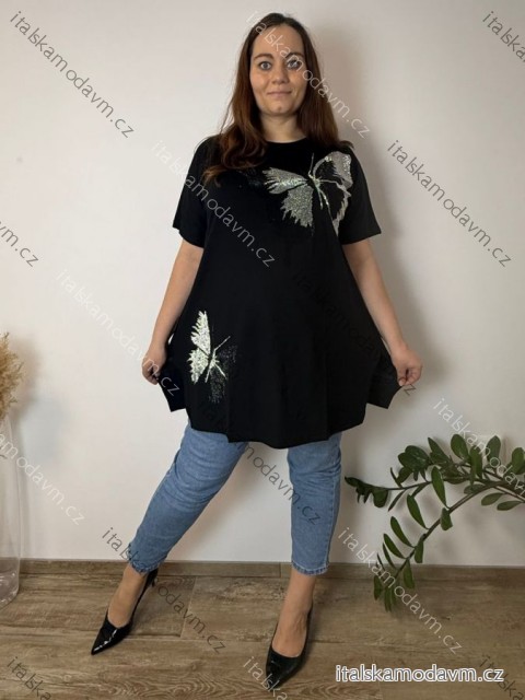 Tunika krátký rukáv dámska nadrozměr (54/56/58 ONE SIZE) TURECKÁ MÓDA TM9261111/DUR 54/56/58 čierna