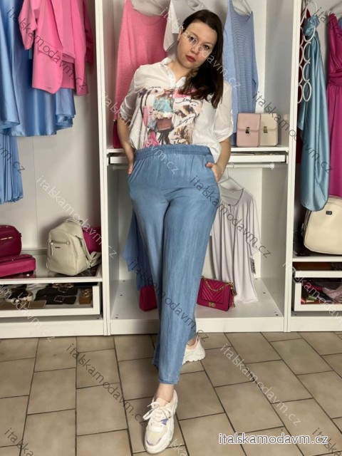 Nohavice volnočasové dámske (S/M/L ONE SIZE) TALIANSKA MÓDA IMSM26029/DU S/M/L svetlo modrá