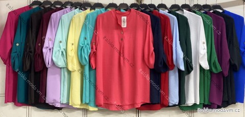 Tunika košeľová 3/4 dlhý rukáv dámska nadrozmer (50/52/54 ONE SIZE) TALIANSKA MÓDA IMC26021