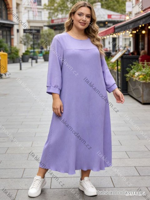 Šaty dlhé teplé s vreckami dlhý rukáv dámske nadrozmer (54/56/58 ONE SIZE) TALIANSKA MÓDA IM426079