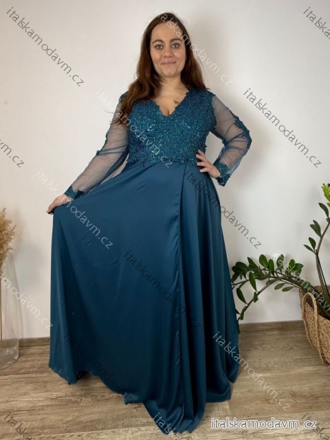 Šaty dlouhé elegantné spoločenské, dlouhý rukáv dámske nadrozměr (4XL-6XL) TALIANSKA MÓDA FMPCH269390/DR