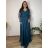 Šaty dlouhé elegantné spoločenské, dlouhý rukáv dámske nadrozměr (4XL-6XL) TALIANSKA MÓDA FMPCH269390/DR 5XL modrá petrolejová