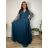 Šaty dlouhé elegantné spoločenské, dlouhý rukáv dámske nadrozměr (4XL-6XL) TALIANSKA MÓDA FMPCH269390/DR 4XL modrá petrolejová
