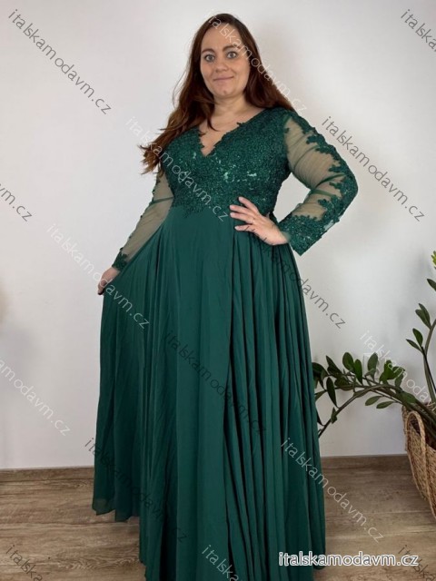 Šaty dlouhé elegantné spoločenské, dlouhý rukáv dámske nadrozměr (4XL-6XL) TALIANSKA MÓDA FMPCH269391/DR