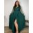 Šaty dlouhé elegantné spoločenské, dlouhý rukáv dámske nadrozměr (4XL-6XL) TALIANSKA MÓDA FMPCH269391/DR 4XL tmavo smaragdová