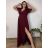 Šaty elegantné spoločenské, dlouhé dámske nadrozměr (XL-3XL) TALIANSKA MÓDA FMPCH265006/DR XL vínová