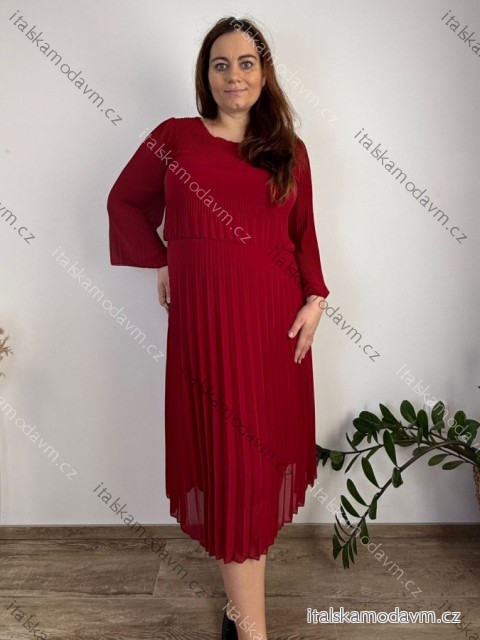 Šaty dlhé skladané dlouhý rukáv dámske nadrozmer AIRA (48/50/52 ONE SIZE) TALIANSKA MÓDA IMWHA261111/DUR